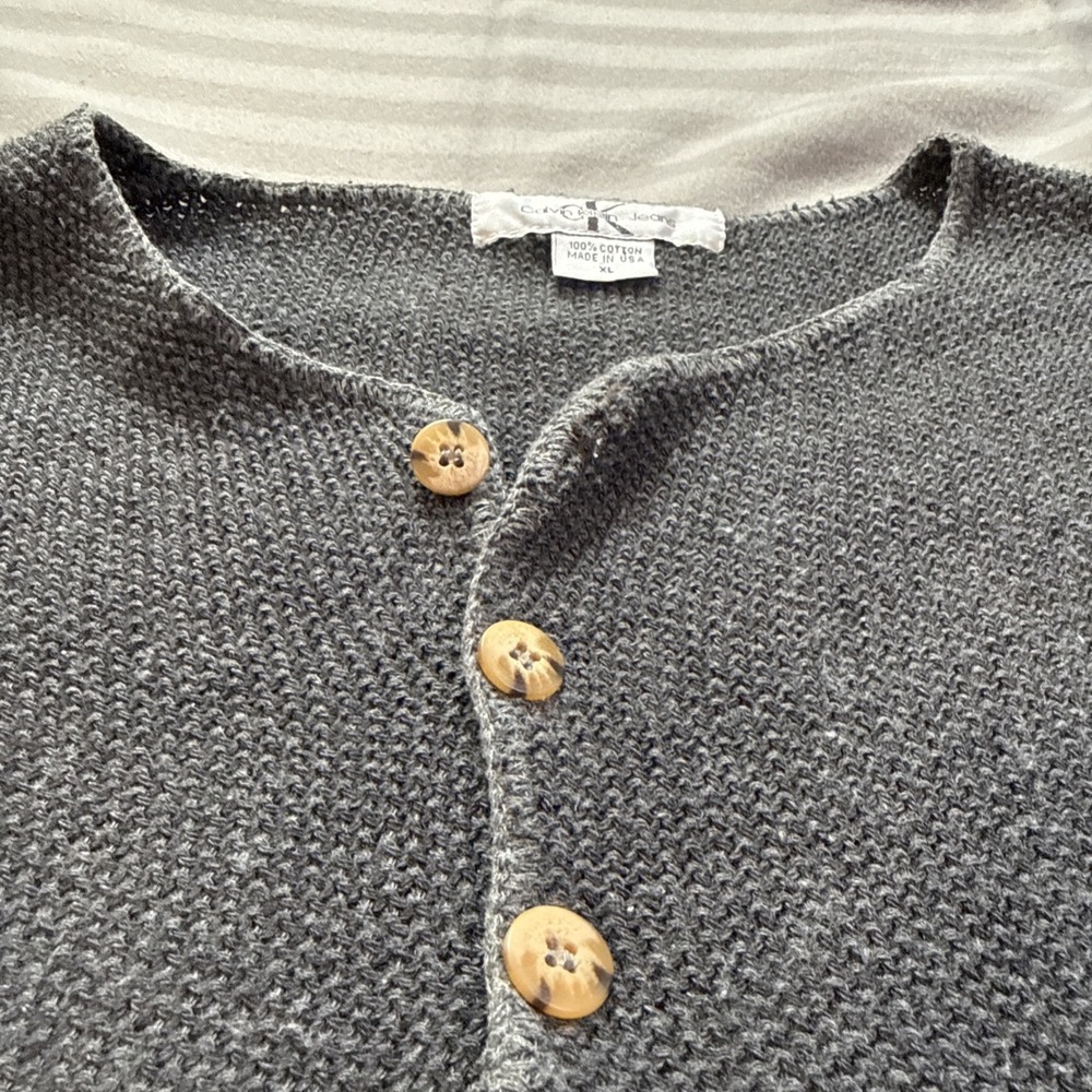 VTG90s Calvin Klein Jeans Mens XL Distressed Crewneck Sweater Men's Size XL READ - Picture 6 of 16